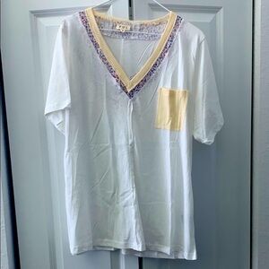 POL White Tee with Yellow and Purple Details